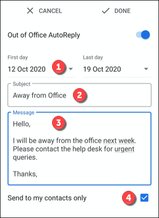 out of office for gmail on a mac